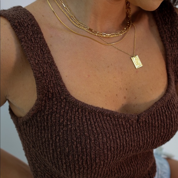 Knit Tank Crop Top- Brown - Picture 2 of 6